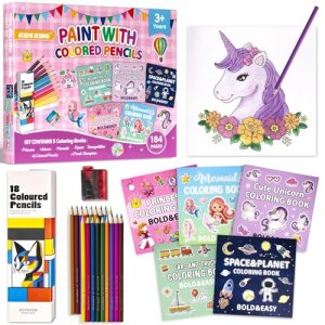 KIDS KING Coloring Book Kit, 5 Themes: Princess