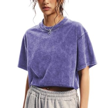Talakeno Womens Oversized Vintage T Shirts Casual Cropped Tees Short Sleeve Cott