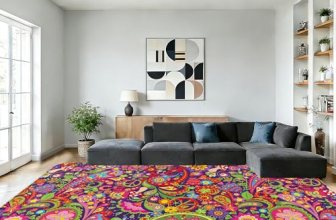 Area Rugs Boho Hippie Flowers Modern Neutral Large Living Room Carpet Retro 70s