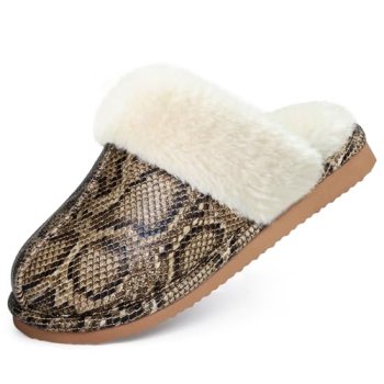 Litfun Fuzzy Memory Foam Slippers for Women Indoor Outdoor House Shoes