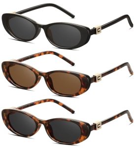 YMRFW Retro Oval Cat Eye Sunglasses for Women Trendy Narrow Small Oval Sun Glass