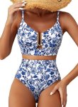 Herseas Women’s High Waisted U Wire Bikini Sets Floral Print Crisscross Back Swi