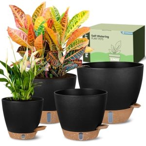 Goproauto Self-Watering Pots for Indoor and Outdoor Plants 4 Pack