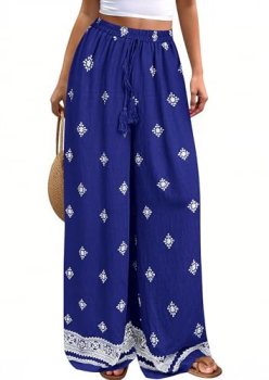 PRETTYGARDEN Women’s Wide Leg Palazzo Pants 2026 Summer Boho Floral Trousers Spr