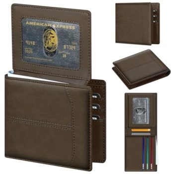 furid Top Grain Leather Wallet Men: RFID Minimalist Bifold Credit Card Holder wi