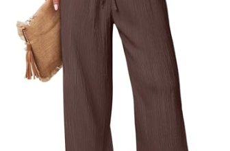 ANRABESS Women’s Wide Leg Beach Flowy Palazzo Pants Brown M