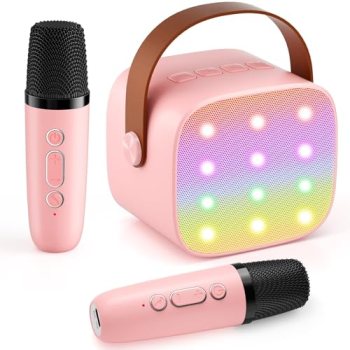 Mini Karaoke Machine with 2 Wireless Microphones