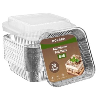 DORARA 8×8 Square Aluminum Baking Cake Pans with Lids