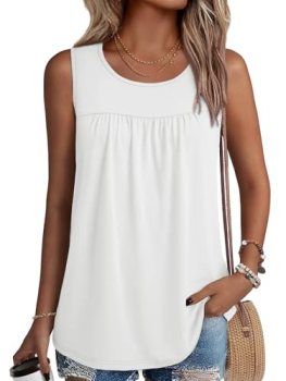NORACORA Womens Summer Tank Tops Sleeveless T Shirt Casual Loose Fit Tunic Blous