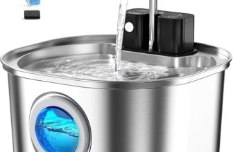 Voluas Stainless Steel Cat Water Fountain, Wireless, 108oz/3.2L, 1 Filter