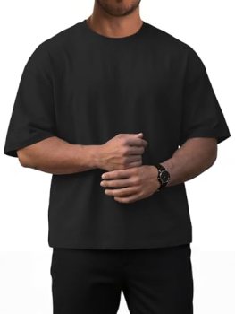 rosemia Oversized Tshirts for Men Crewneck Graphic Tees Basic Short Sleeve Loose