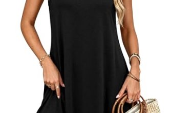 ANRABESS Summer Dress for Women，V Neck Sleeveless Sundress，Loose Fit，Soft Travel