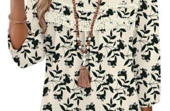 Ivicoer Womens 3/4 Length Sleeve Shirts Casual Chiffon Blouses A-Floral S