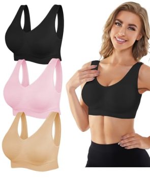 YADIFEN Womens Sports Bras, 3/4/6 Pack Wireless Comfortable Seamless Sleep Yoga