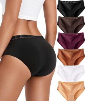 READY TO LOVE Cotton Underwear for Women 6 Pack Full Coverage Briefs Sexy Pantie