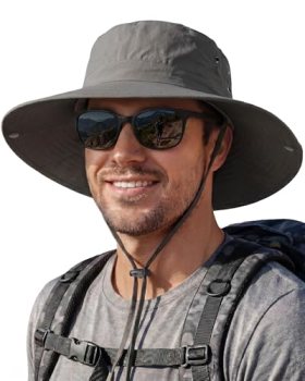 Sun Hats for Men Fishing Hat Outdoor Hiking Beach Summer Hats (Dark Gray)