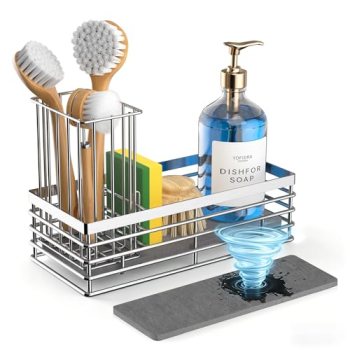 Yofidra Sink Caddy With Stone Drying Tray, Silver, M