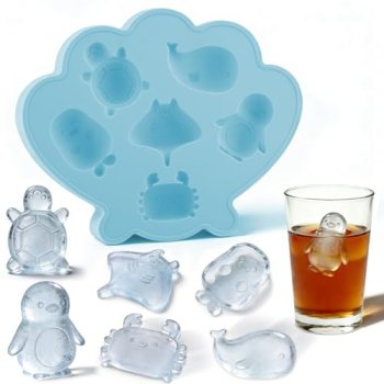 Fu Store Ice Cube Tray Shell Silicone Ice Cube Trays with Cute Marine Life Shape