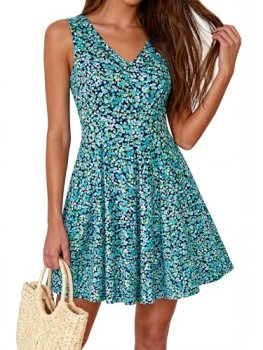 BTFBM Womens Summer Dresses 2026 Spring Casual Sleeveless Floral Knit Flowy A-Li