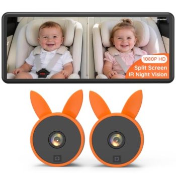 Babyvue BV3PRO Dual Car Camera Baby Monitor, 7.2″ 1080P Split Screen