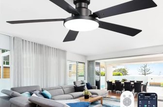 Vaczon 52 Inch Low Profile Black Ceiling Fan with Lights