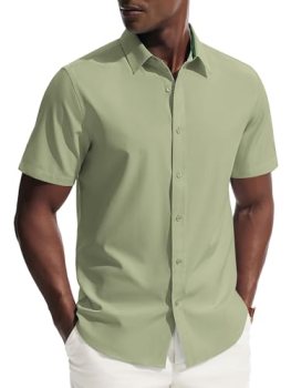 PJ PAUL JONES Mens Short Sleeve Button Down Shirts Wrinkle Free Untucked Dress S