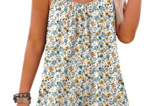 Ekouaer Summer Rompers for Women Boho Beach Vacation Outfits Sleeveless Loose Sh