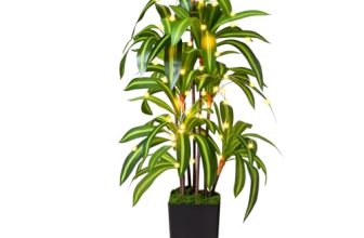 Artificial Dracaena Tree 5FT, Fake Plants with Black Tall Planter