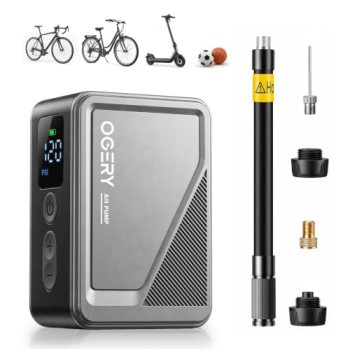 OGERY Mini Bike Pump, 18s Fast Inflate Bicycle Pump with Gauge & Auto Stop
