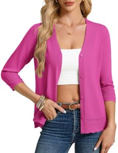 GRACE KARIN Women’s 3/4 Sleeve Cardigan Sweaters Button Down Cardigans Knitted S