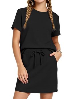 XMWEALTHY Girls Two Piece Outfits Fashion Summer Clothes Short Sleeve Straight-S