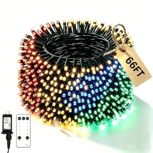 Ecoeve Christmas String Lights, 66FT 200 LED Red Green Blue Yellow Multicolor Tw