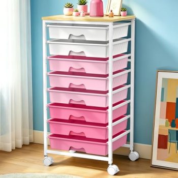 SUNALLY Rolling Storage Utility Cart With 8 Drawers