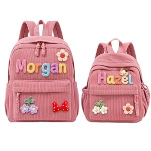 KEQHAULI Custom Corduroy Backpack—a matching parent-child set featuring a hand-w
