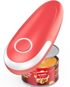 Electric Can Opener, One Touch Battery Operated Automatic Can Opener with Smooth