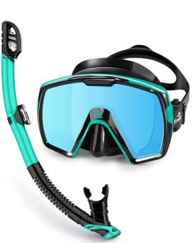 Freela Adult Dry Snorkel Set with Nose Cover for Men Women Youth Scuba Diving Ma