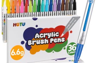 HOTU Long Lasting Acrylic Paint Markers Brush Tip 36 Colors