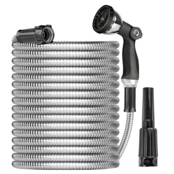 Ainpota Metal Garden Hose Water Hose 100ft Heavy Duty Stainless Steel Water Pipe