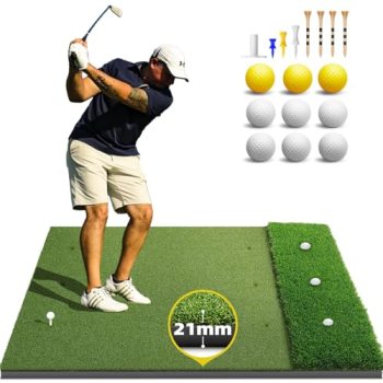 Bltend Dual-Turf Golf Mat: 5x4ft 21MM Heavy-Duty Golf Hitting Mats Practice Outd
