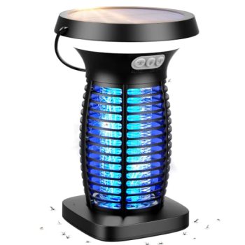 CXBER Solar Bug Zapper Outdoor, UV Mosquito and Fly Zapper with Auto Mode, Recha