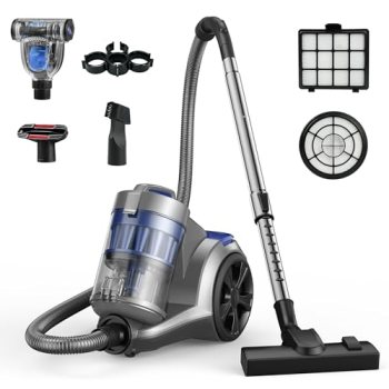 Aspiron 1700W Canister Vacuum Cleaner, 45Kpa Bagless Vacuum Cleaner