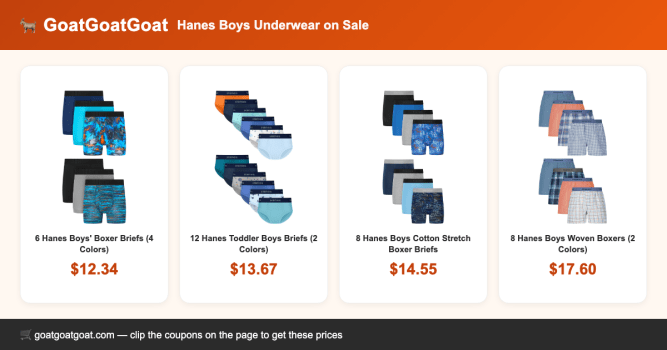 Hanes Boys Underwear on Sale
