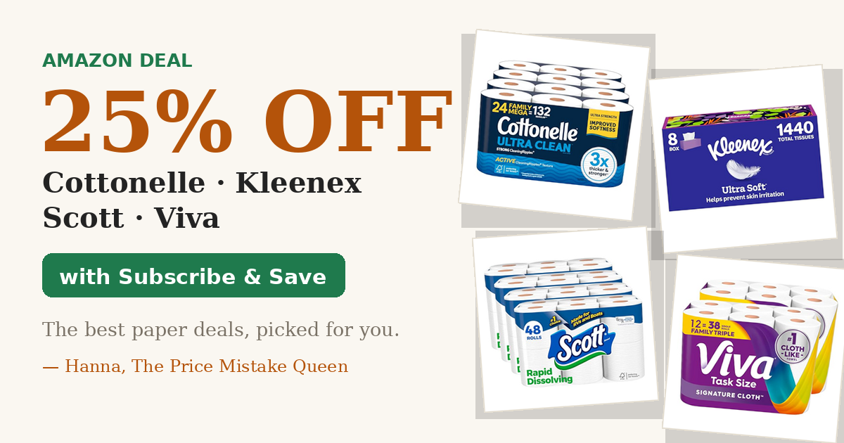 25% off Cottonelle, Kleenex, Scott and Viva with Amazon Subscribe & Save