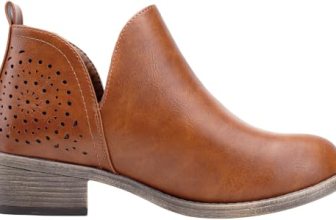 Vepose Women’s Red Brown Cutout Perforated Low Heel Booties, Size 8, 912