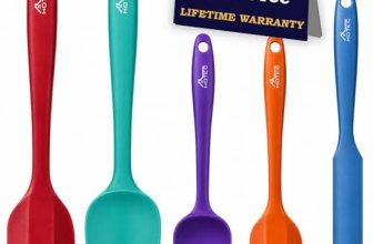 HOTEC Heat Resistant 600℉ Food Grade Silicone Rubber Spatula Set for Baking