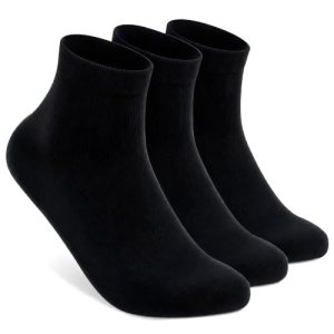 RTZAT 90% Merino Wool Breathable Ankle Socks for Men Women 3 Pair Black L