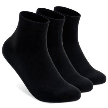 RTZAT 90% Merino Wool Breathable Ankle Socks for Men Women 3 Pair Black L