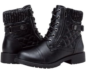 Vepose Women’s Black Zipper Lace up Combat Ankle Boots, Size 9, 927