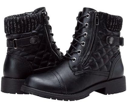 Vepose Women’s Black Zipper Lace up Combat Ankle Boots, Size 9, 927