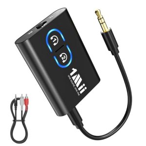 1Mii Bluetooth 5.3 Transmitter Receiver for TV, Airplane to 2 Headphones